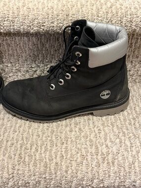 Timberland Black Ankle Boots with Silver Collar